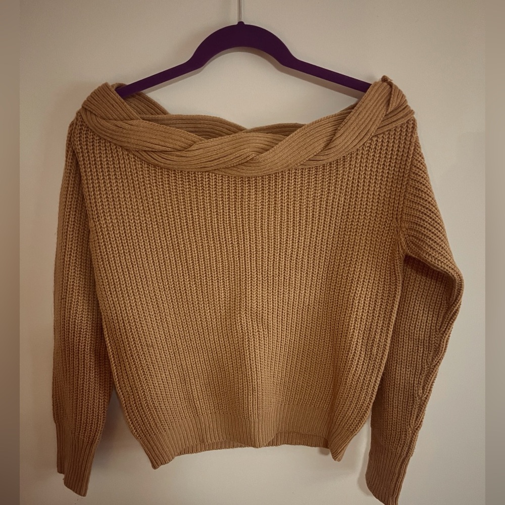 Off the shoulder knit sweater